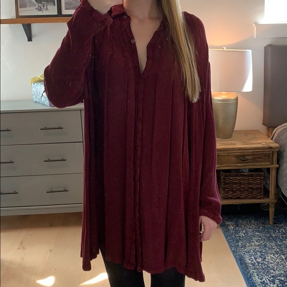 Flowy Free People Maroon Dress in Medium - Picture 3 of 6